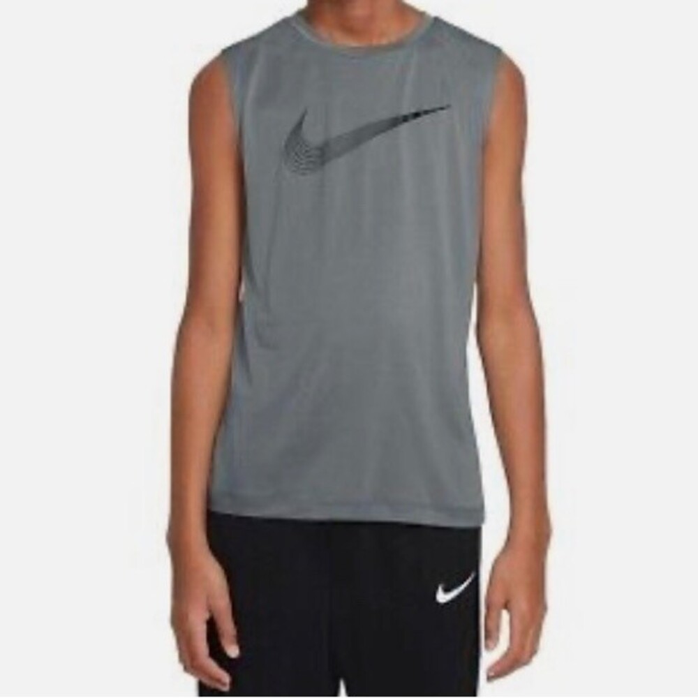 Nike Boys Gray Dri Fit Hybrid Muscle Tee Sleeveless NWT Size XL Extra Large
